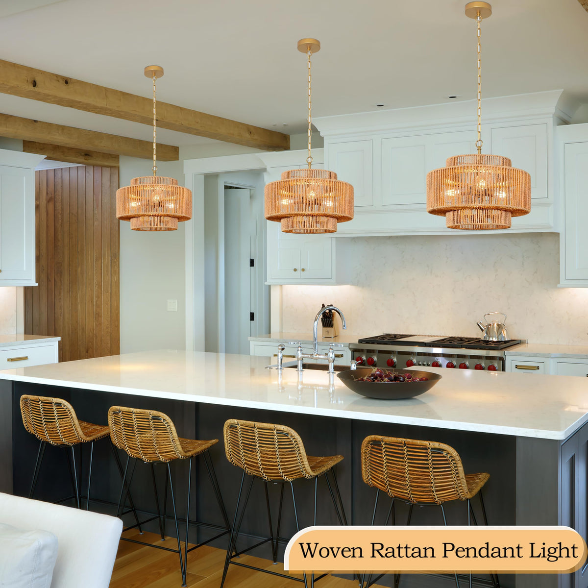 Black Rattan Pendant Chandelier