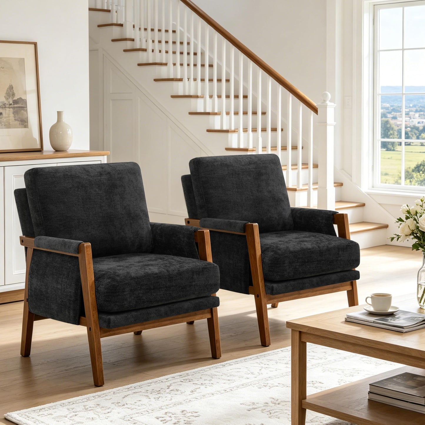 Modern Accent Armchair_Solid Wood