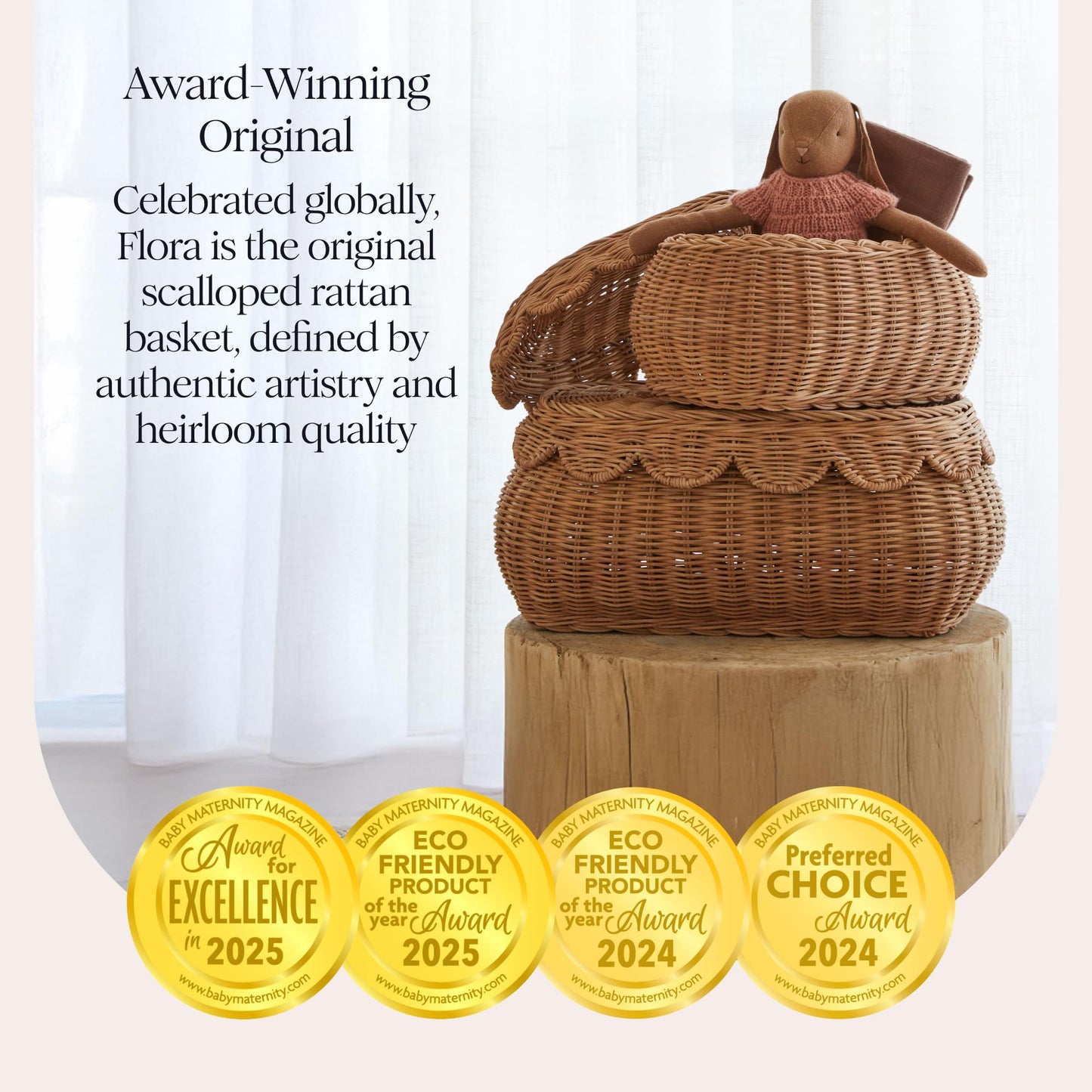 Hand-Woven Scalloped Basket Set Of 2