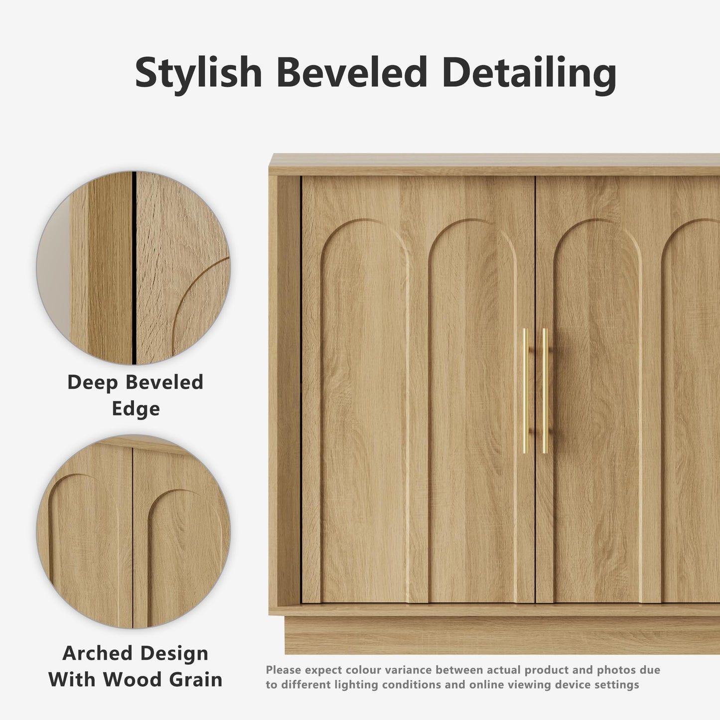 Sideboard Buffet Cabinet with Storage, Mid Century Modern Accent Cabinet with Arched Doors, Modular Media Console