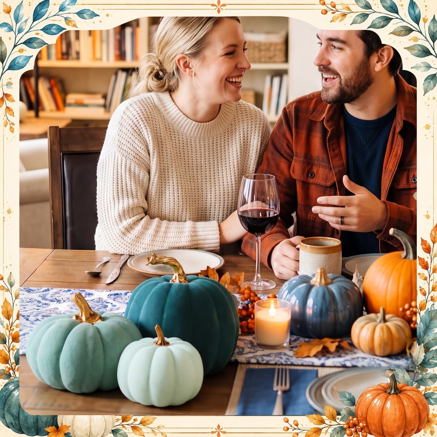3 Pcs Velvet Pumpkin Decor