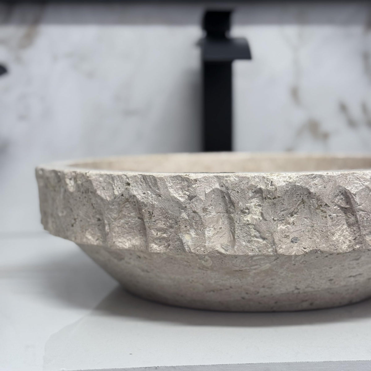 Oval Natural Stone Wash Basin Travertine Vessel Sink