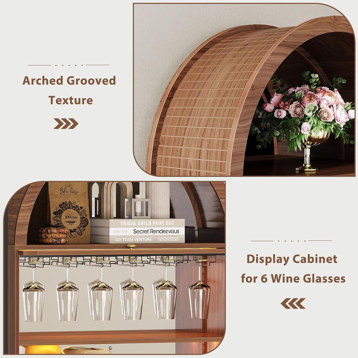 Wine Arched Bar Fridge Cabinet 73 Inch