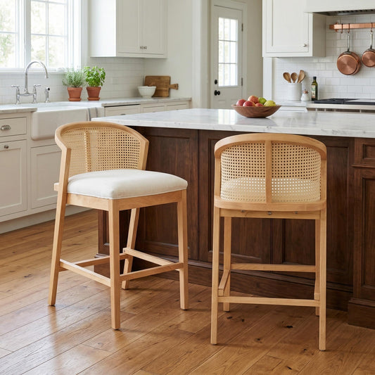 Rattan Counter Stools Set of 2