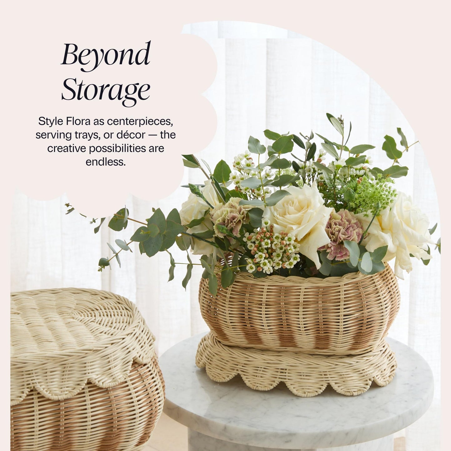 Hand-Woven Scalloped Basket Set Of 2