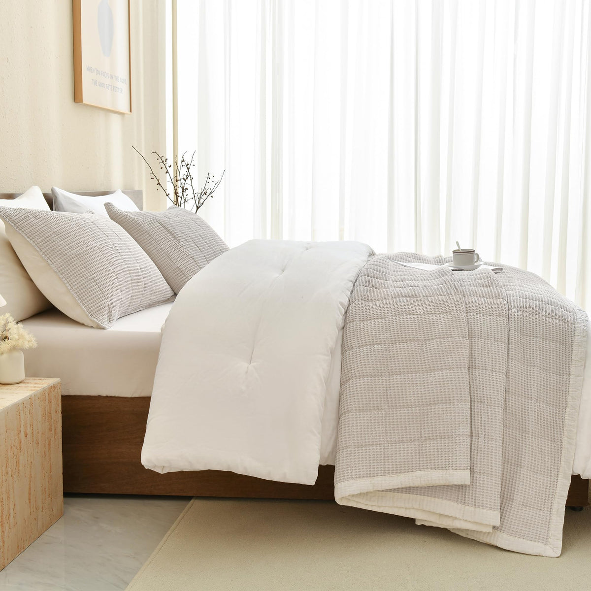 Oversized Waffle Weave Lightweight Coverlets_3 Pieces