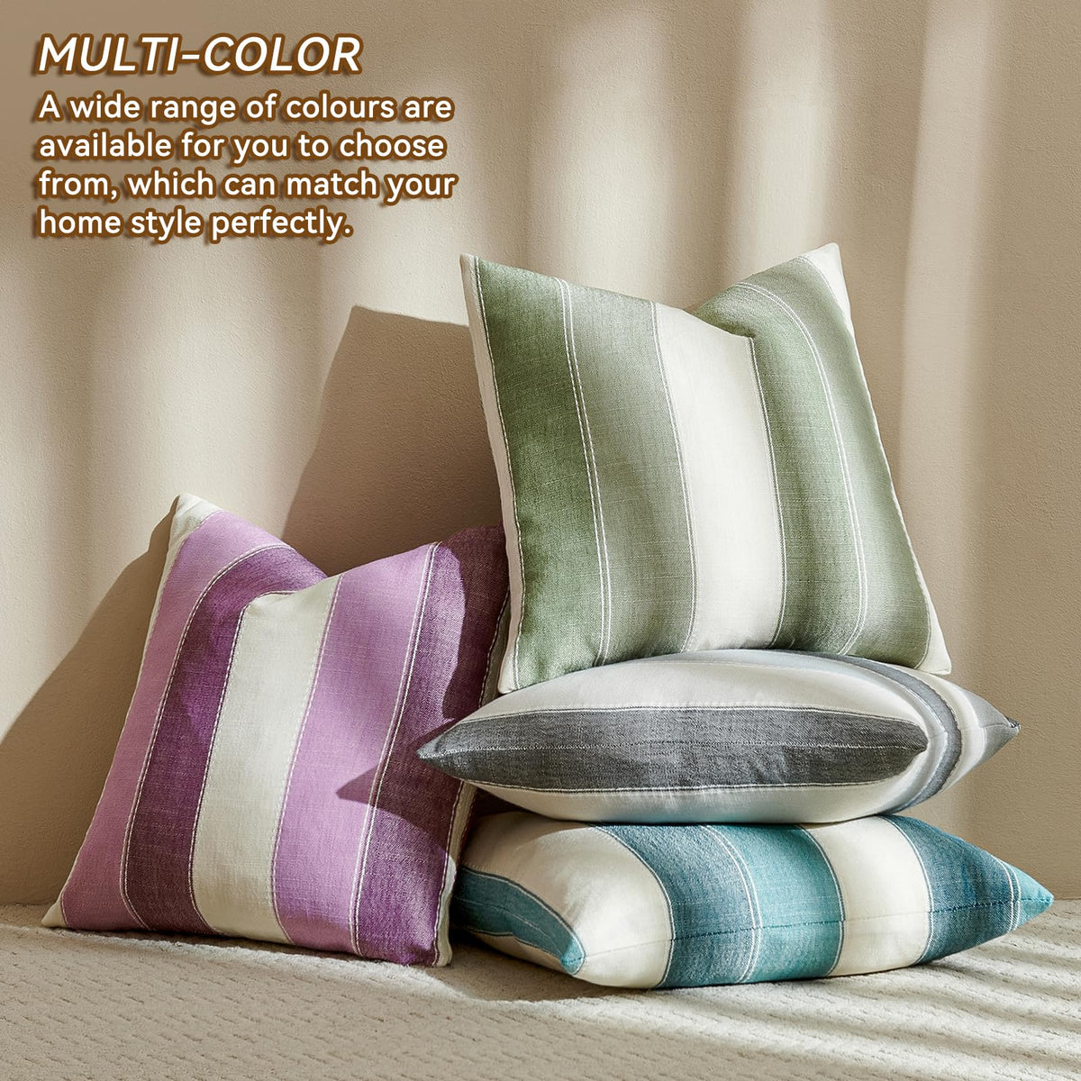 2 Pair Stripe Check Throw Pillow Covers 18x18Inch