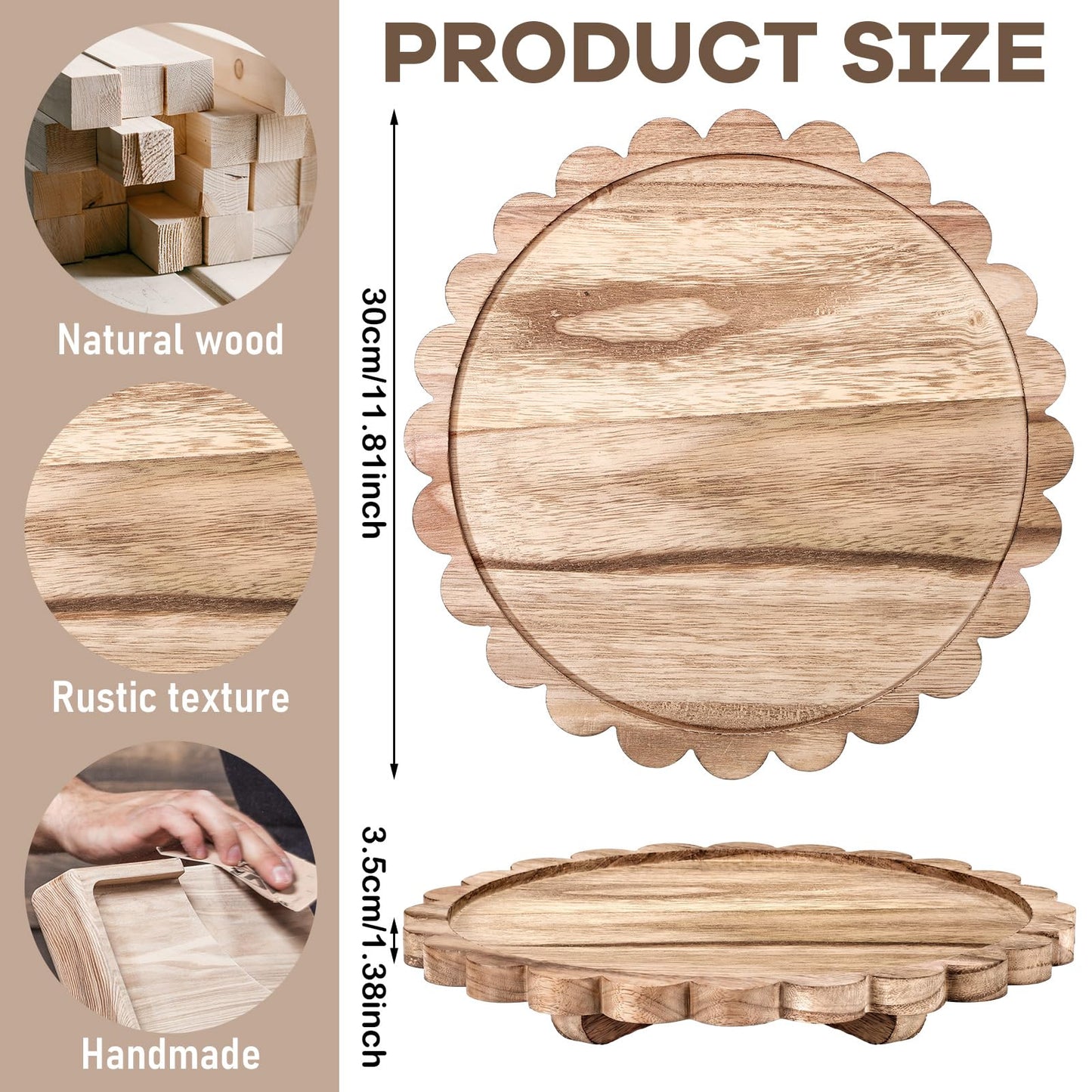 Scalloped Wood Riser Tray