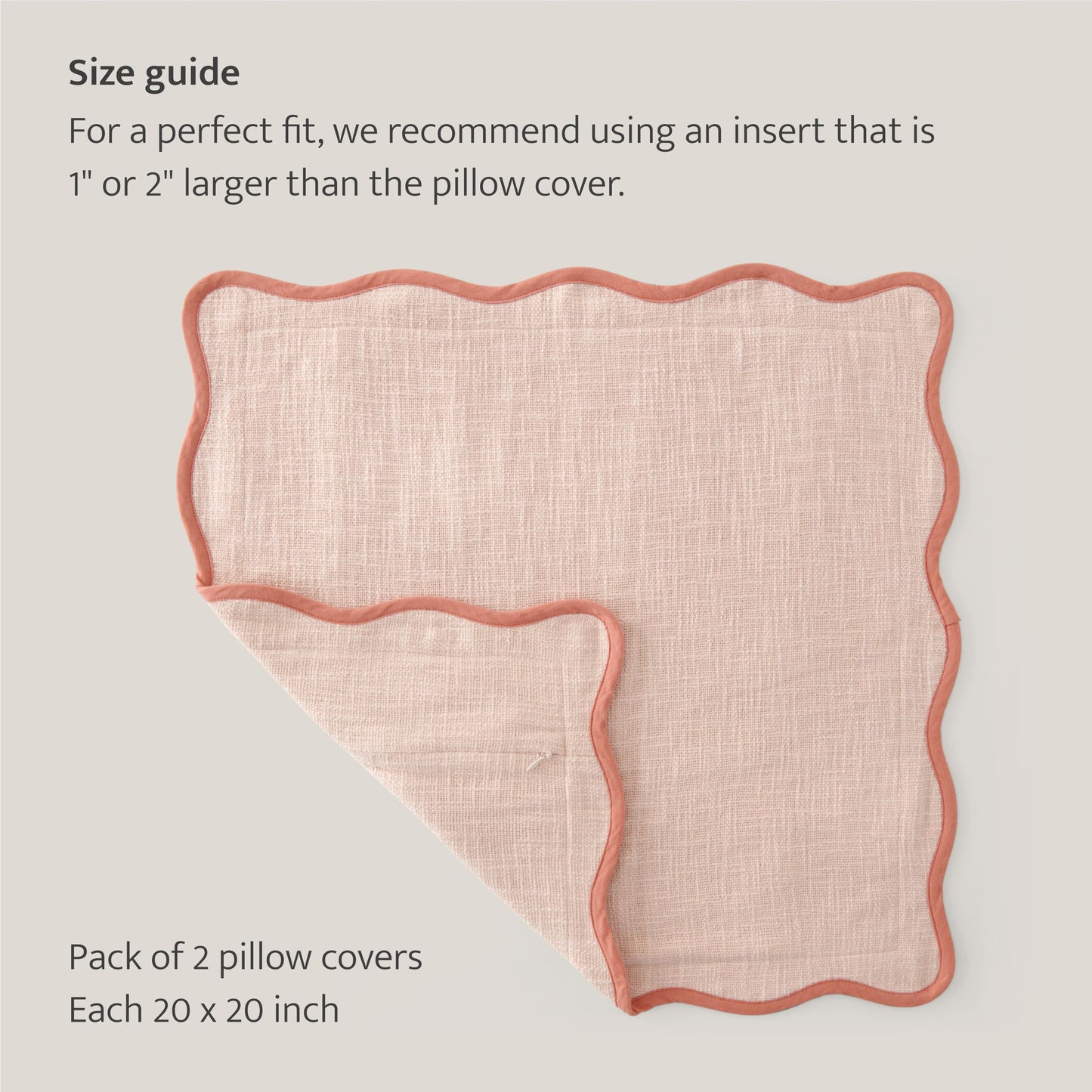 Double Stitch Scalloped Throw Pillow Covers - 100% Cotton