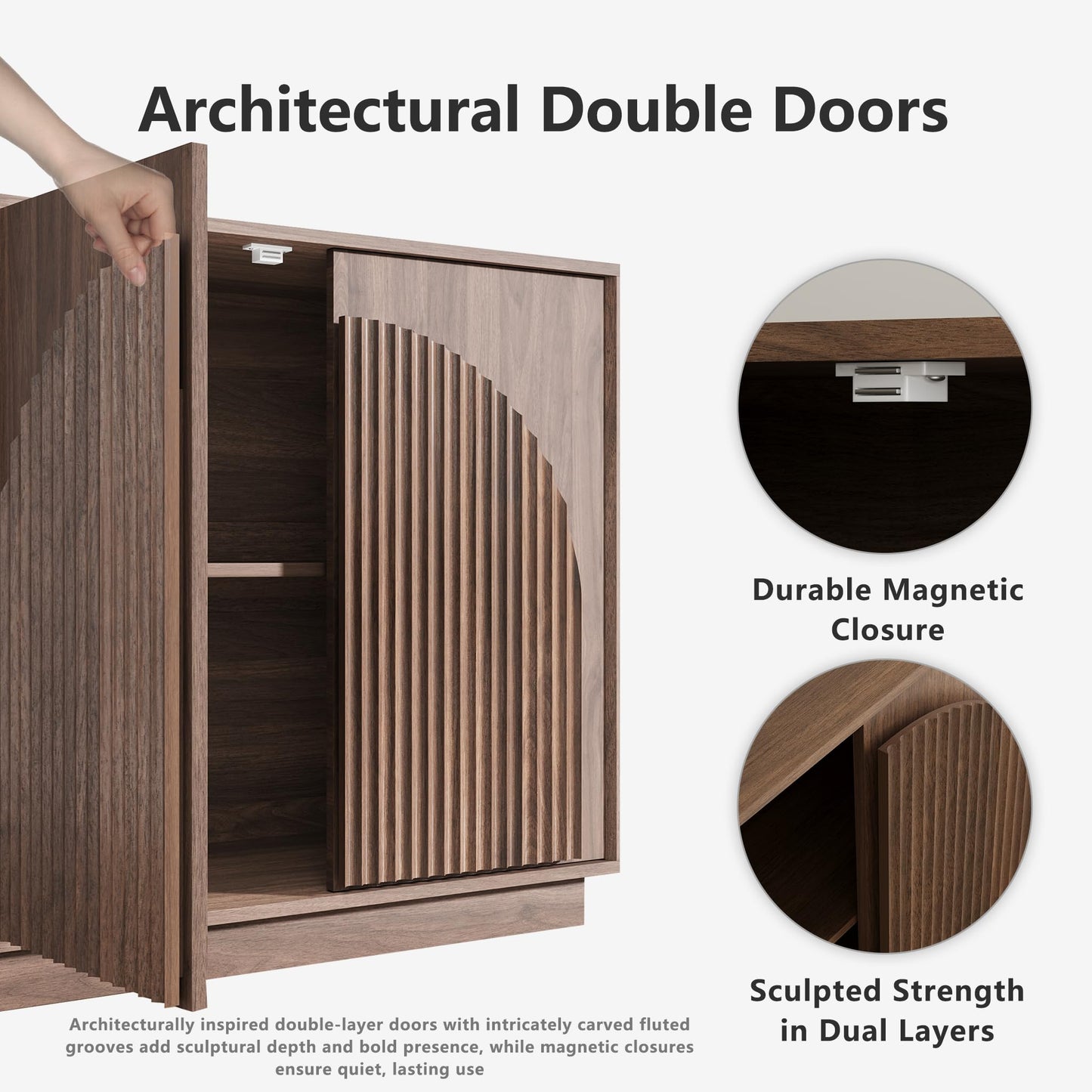 Modern Buffet Cabinet / Sideboard with Storage with Wave Design