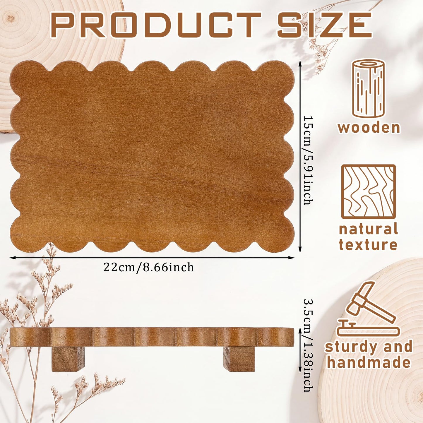 Scalloped Wood Riser Tray