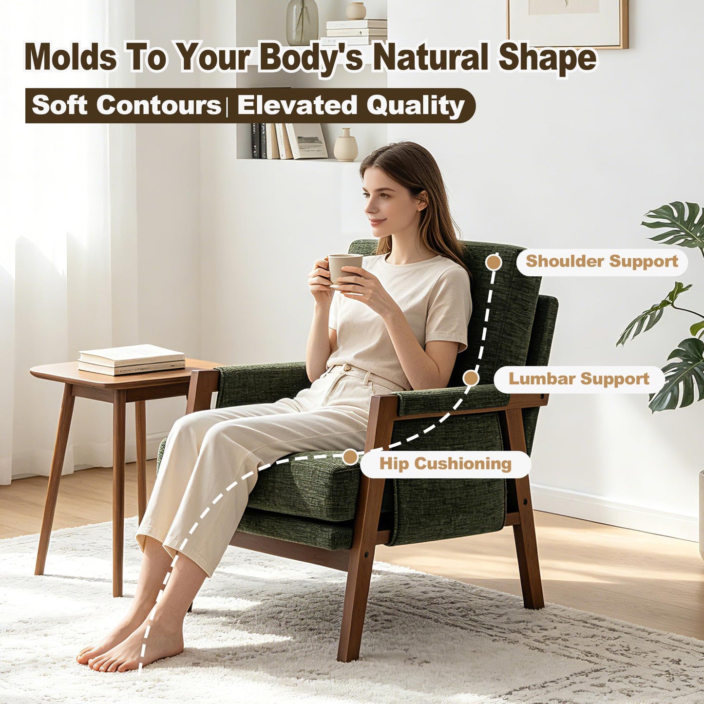 Modern Accent Armchair_Solid Wood