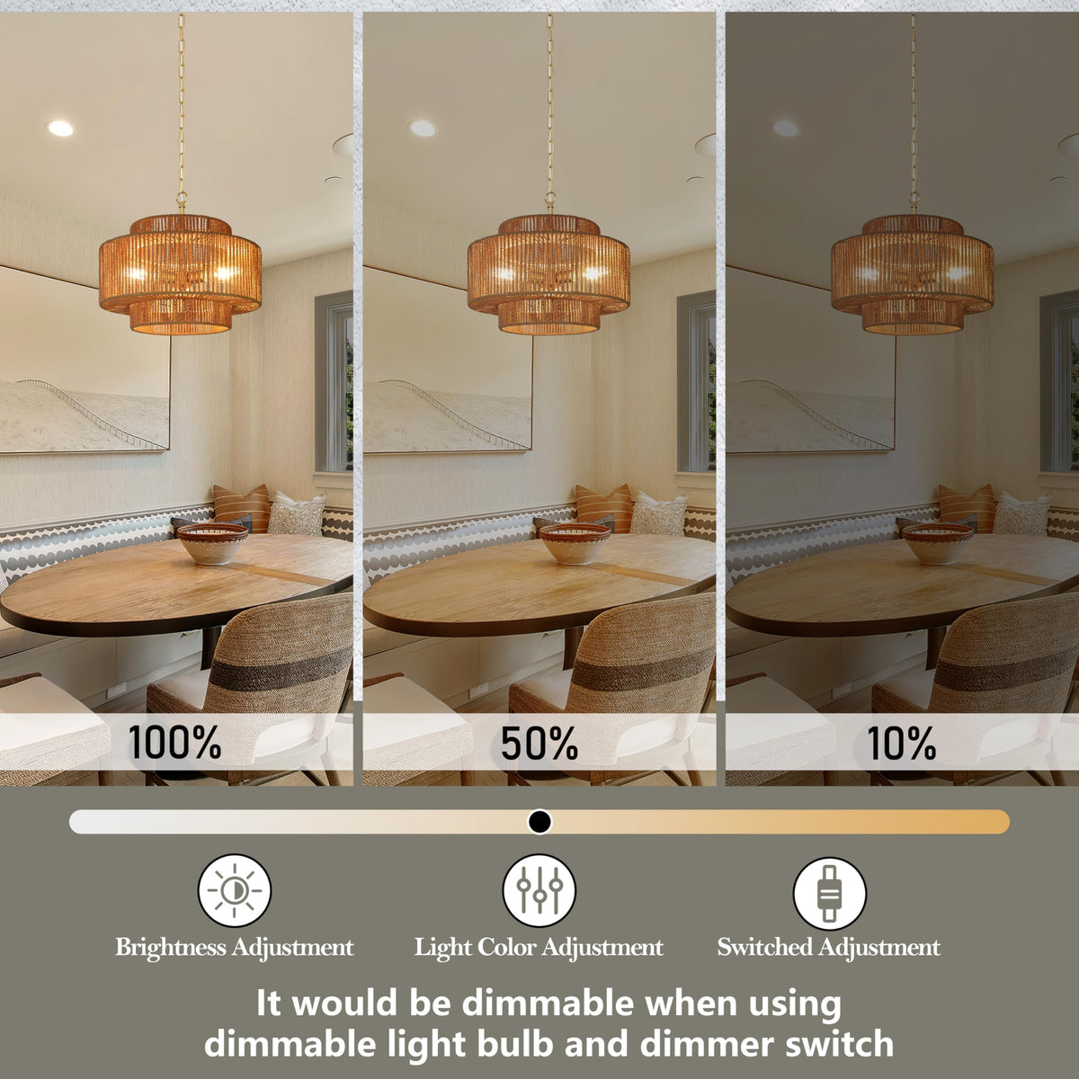 Black Rattan Pendant Chandelier