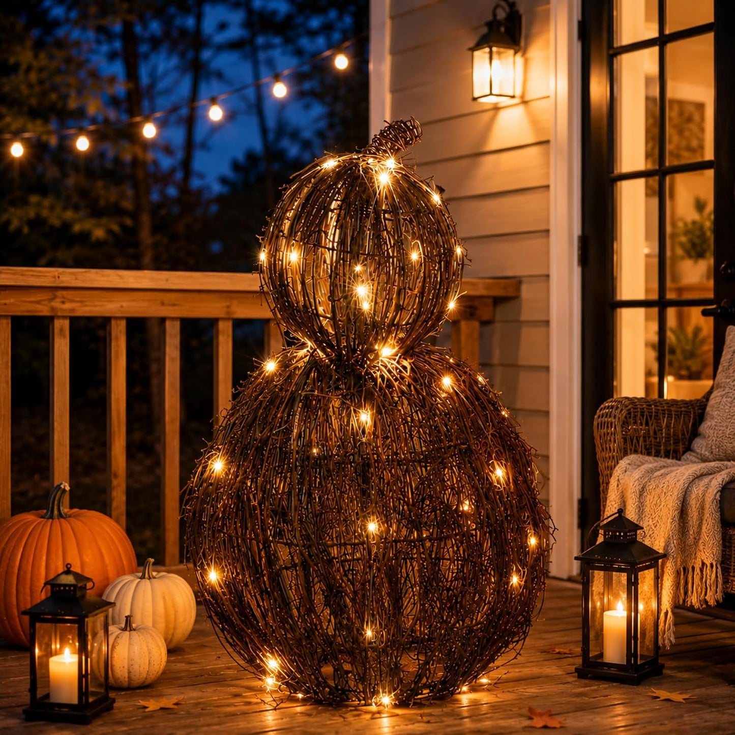 Woven Lit Fall Pumpkin