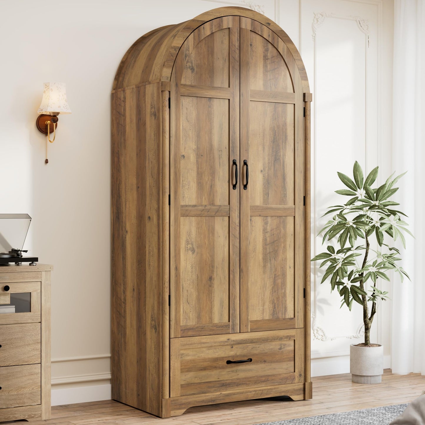 3 Doors Armoire Wardrobe Closet with Doors and Drawers