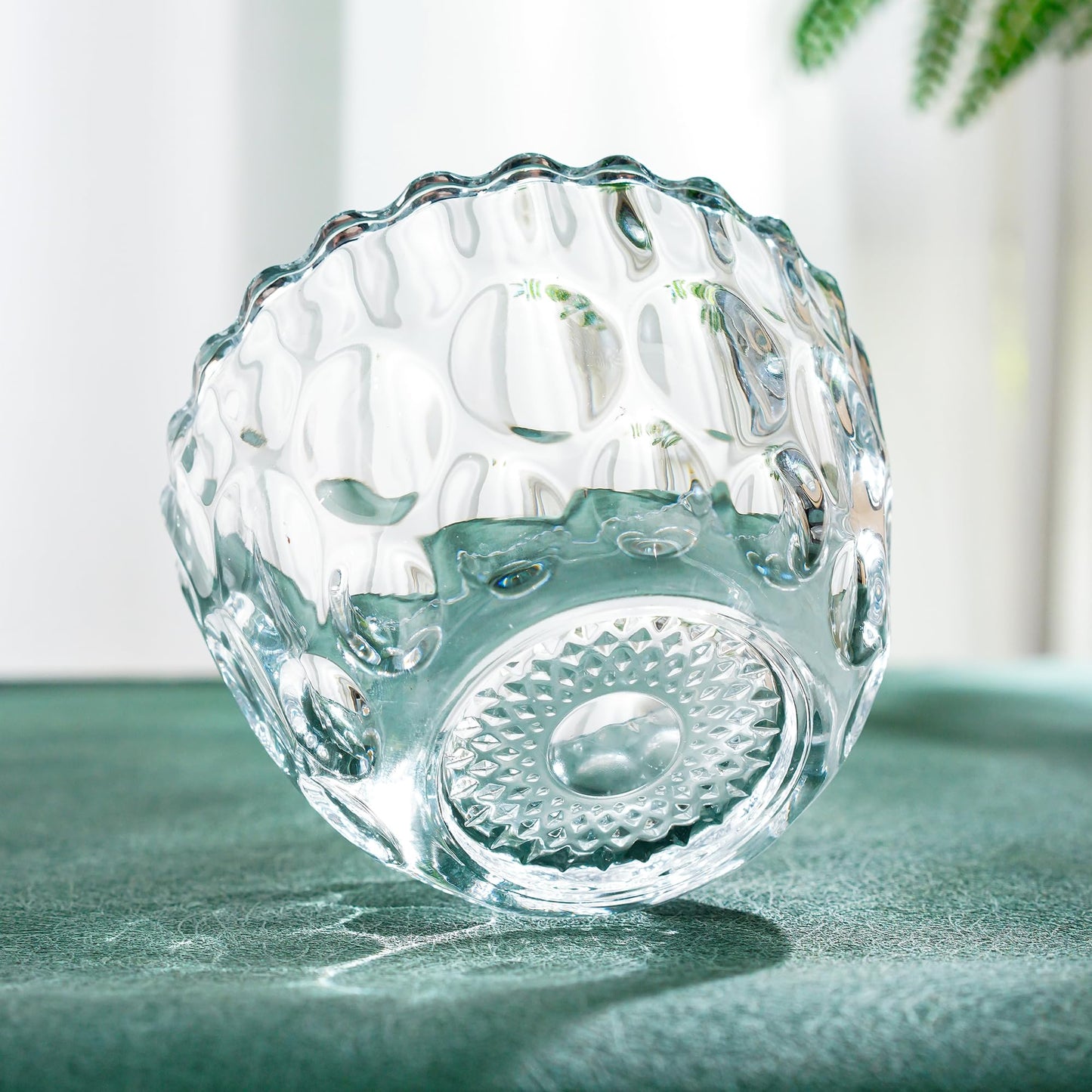 Decorative Embossed Glass Dish with Lid