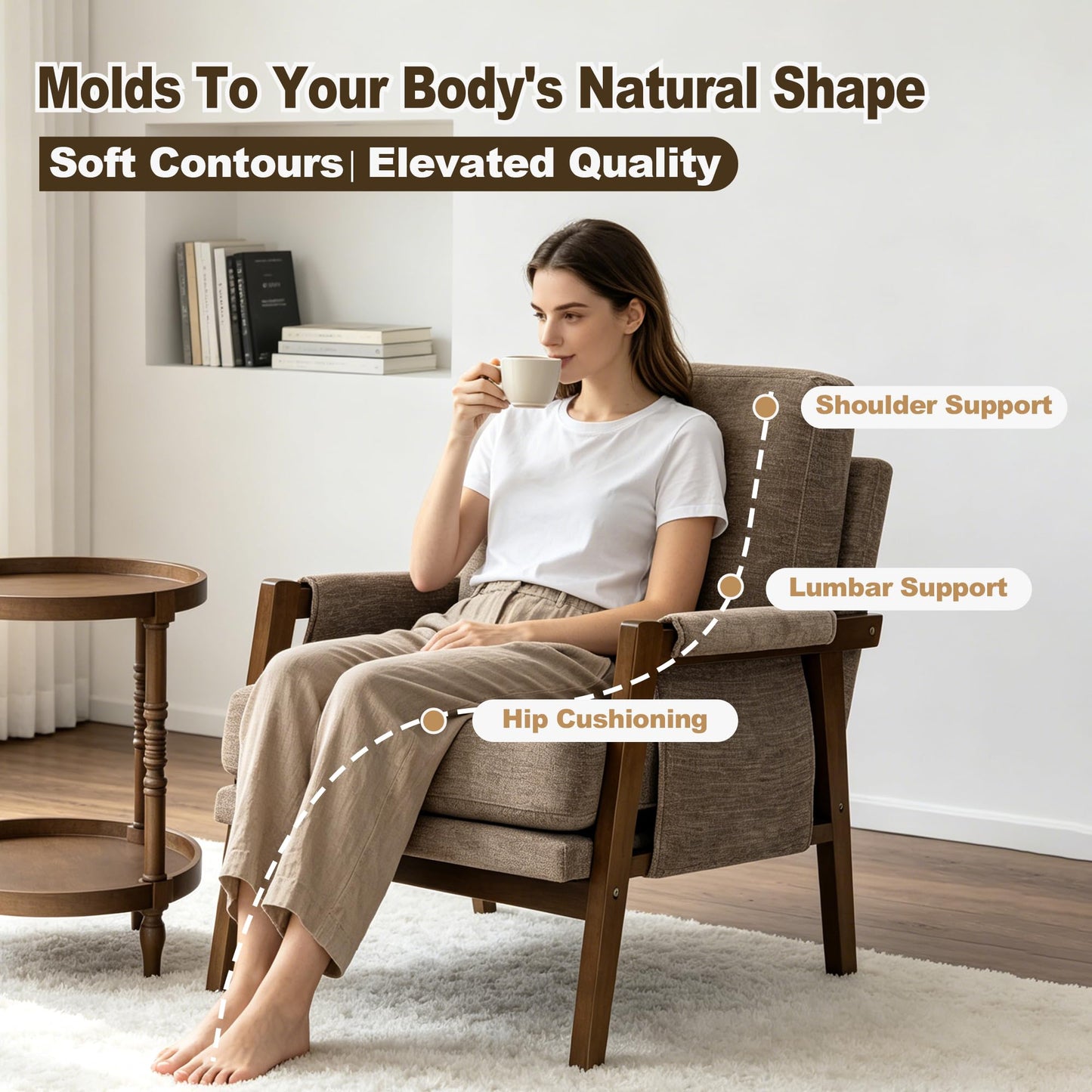 Modern Accent Armchair_Solid Wood