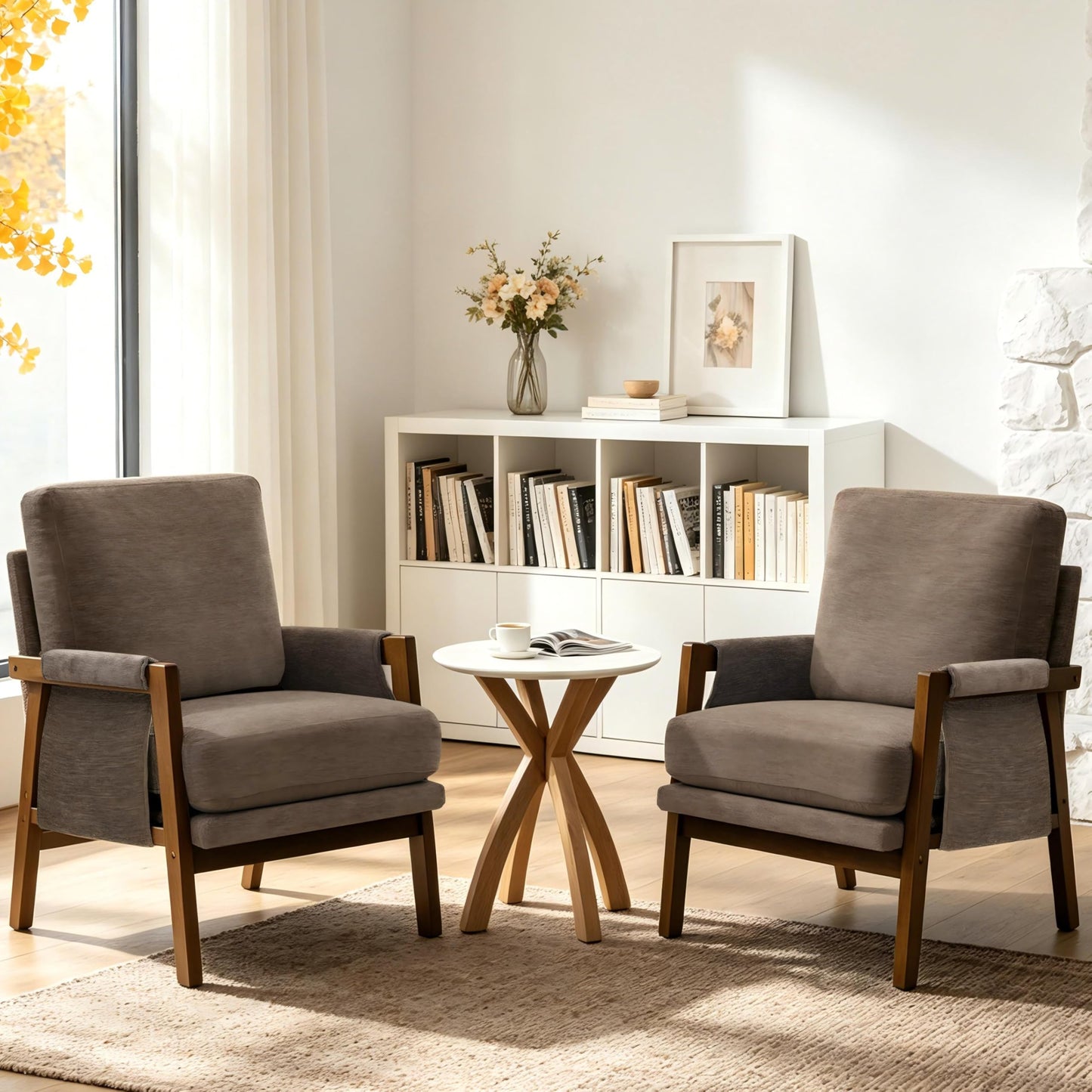 Modern Accent Armchair_Solid Wood