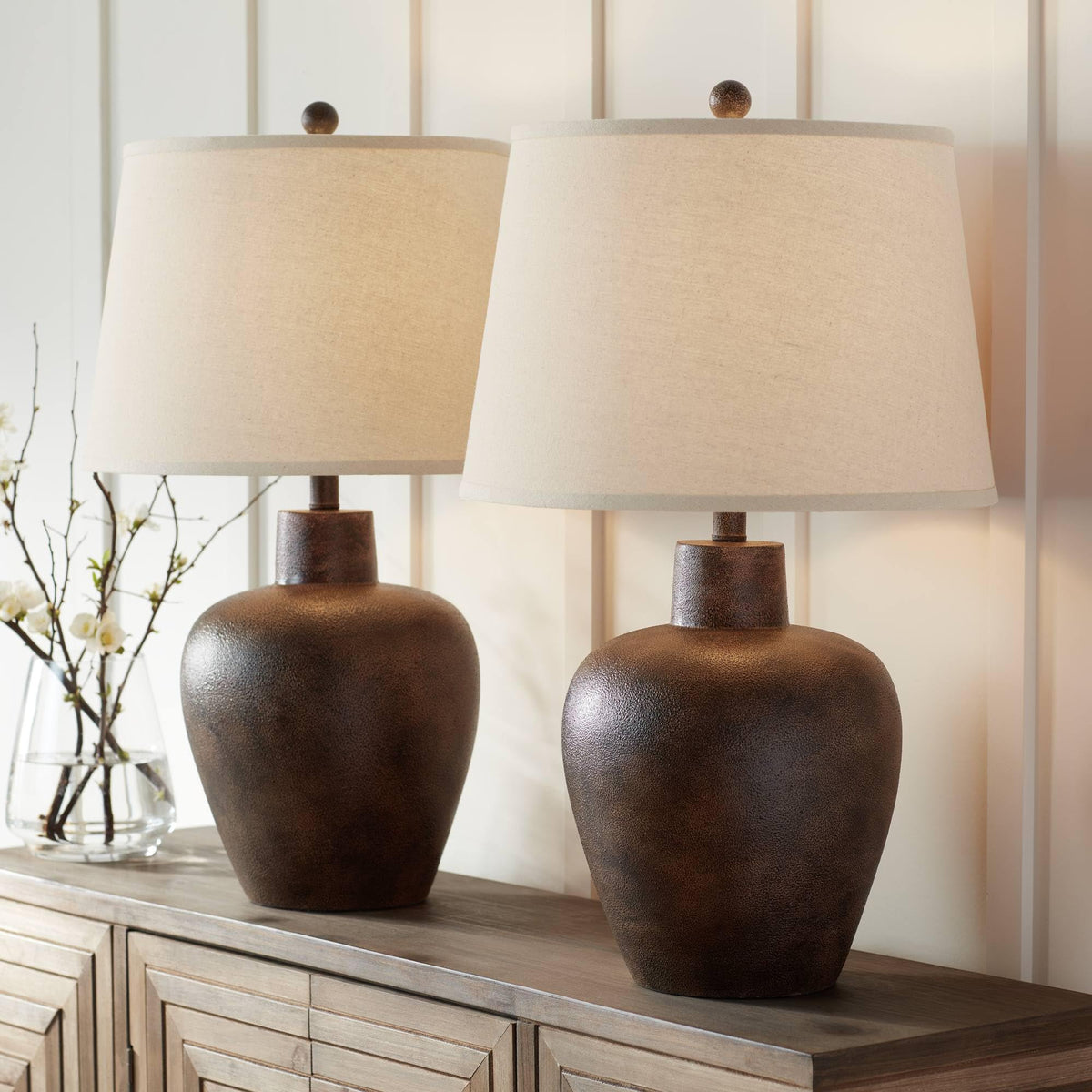 27" Tall Terracotta Table Lamps Set of 2