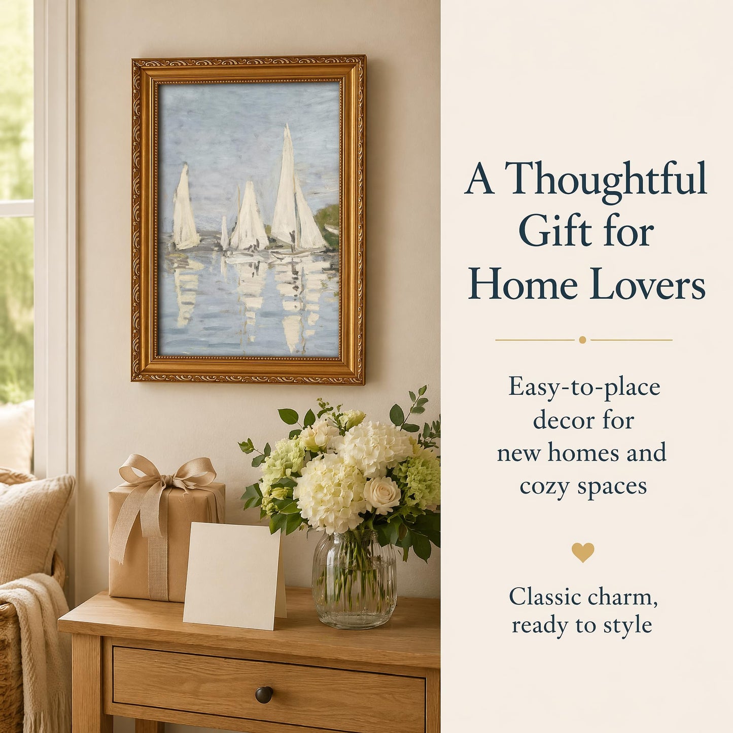 Vintage Gold Framed Moody Flower Canvas Wall Art