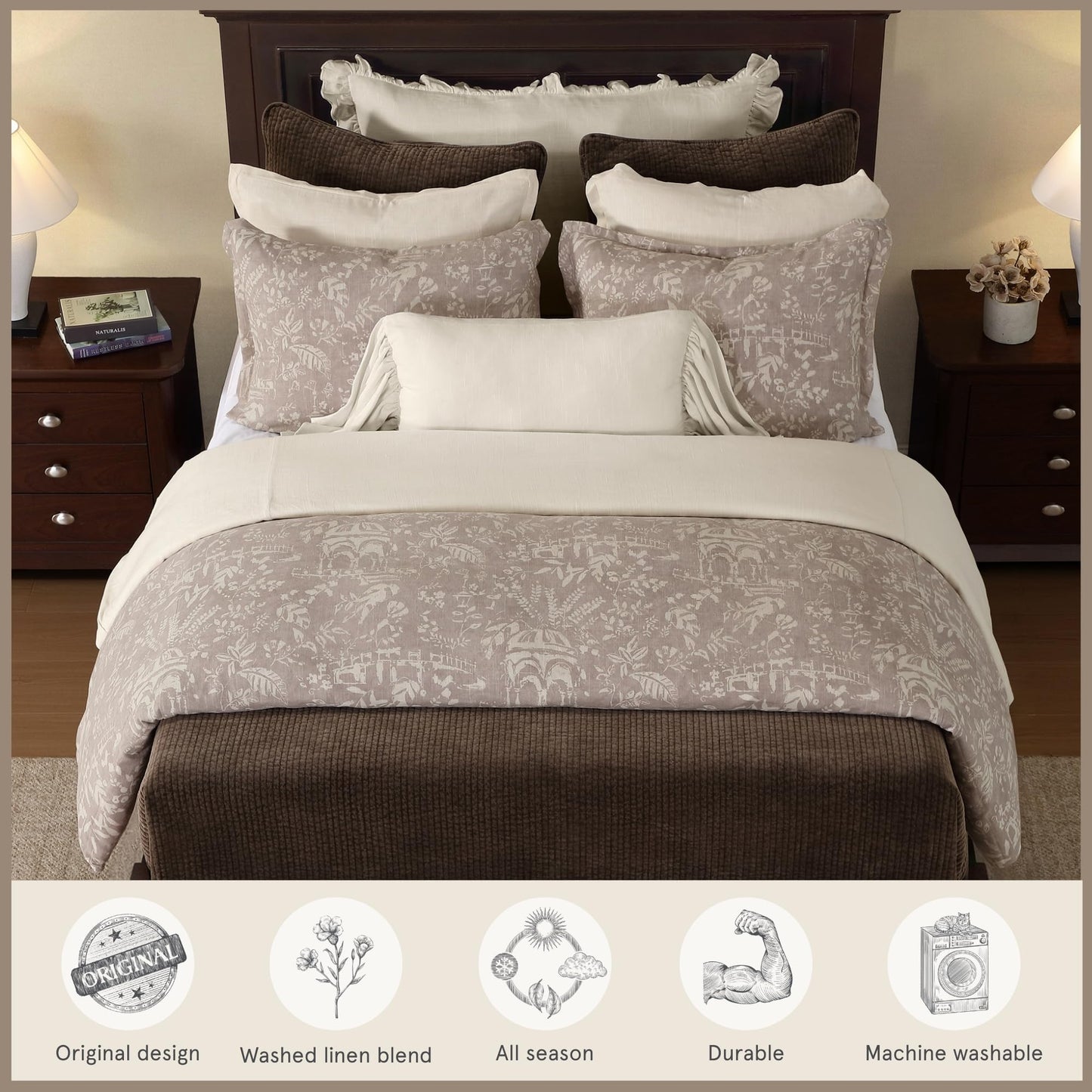 Victoria 3 Piece Duvet Cover Set with Pillow Shams