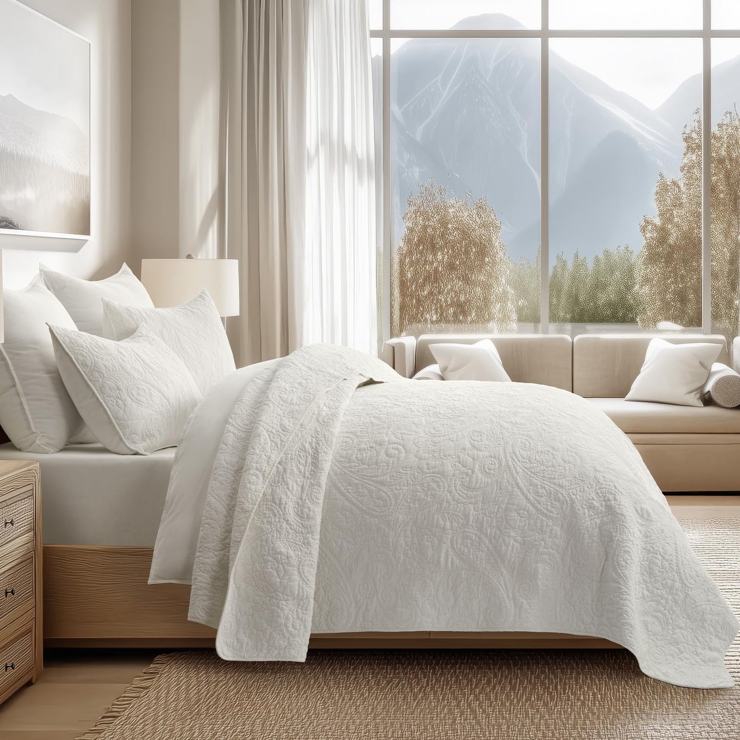 100% Cotton Scallop Quilt Set