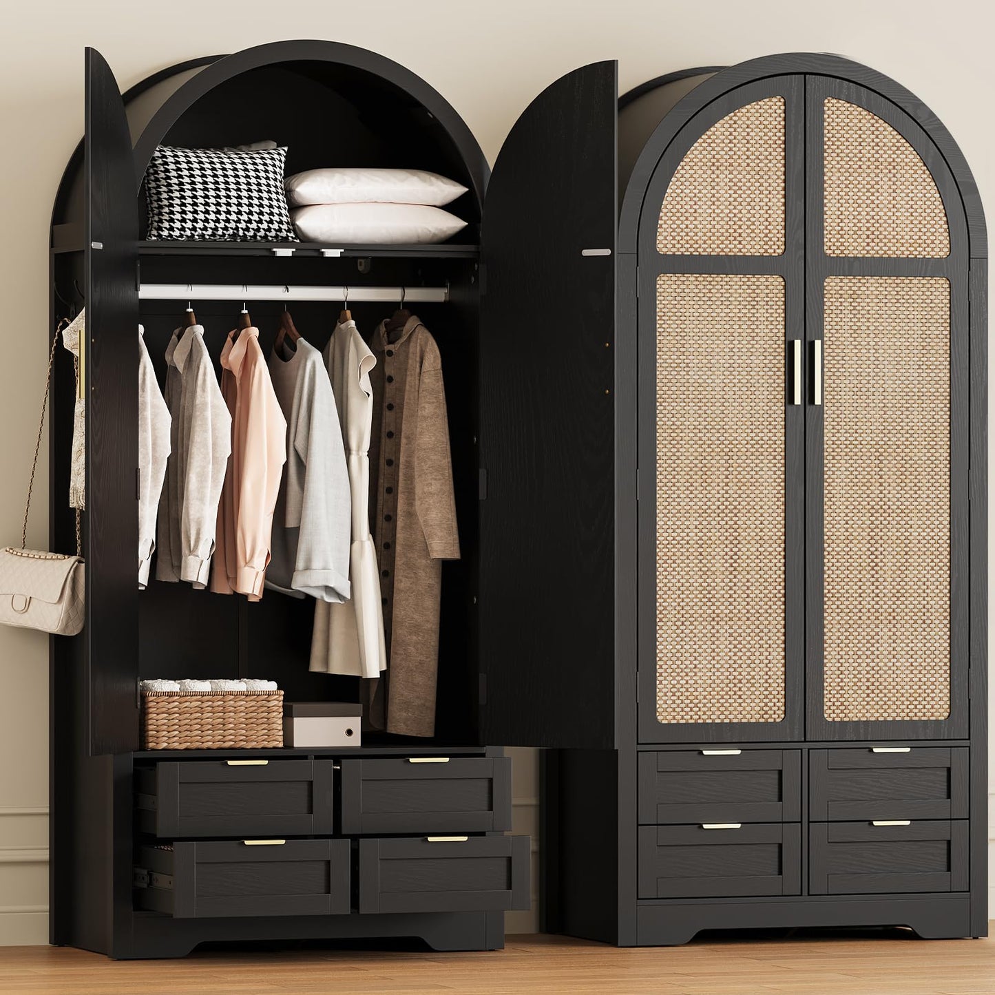 Armoire Wardrobe Closet with 4 Drawers