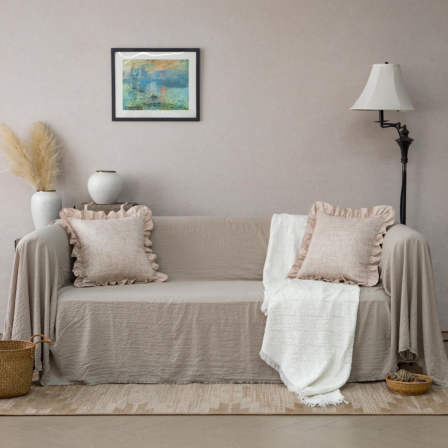 Rustic Classic Linen Style Throw Pillow Covers Set of 2