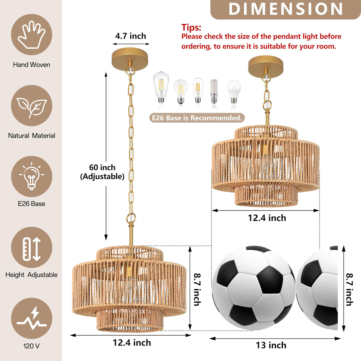 Black Rattan Pendant Chandelier