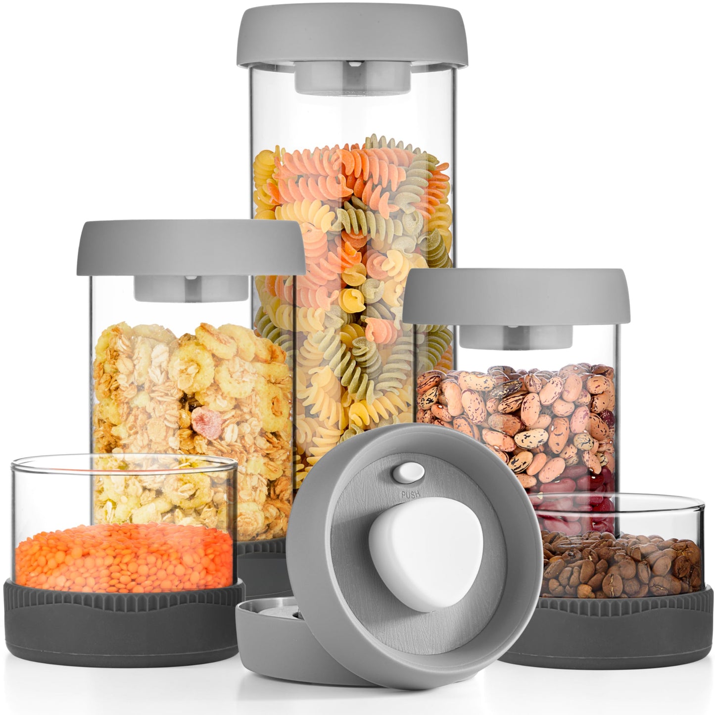Glass Container Set with Acacia Lids - 4 Stackable Meal Prep Containers. Durable heat resistant Inert Borosilicate Glass
