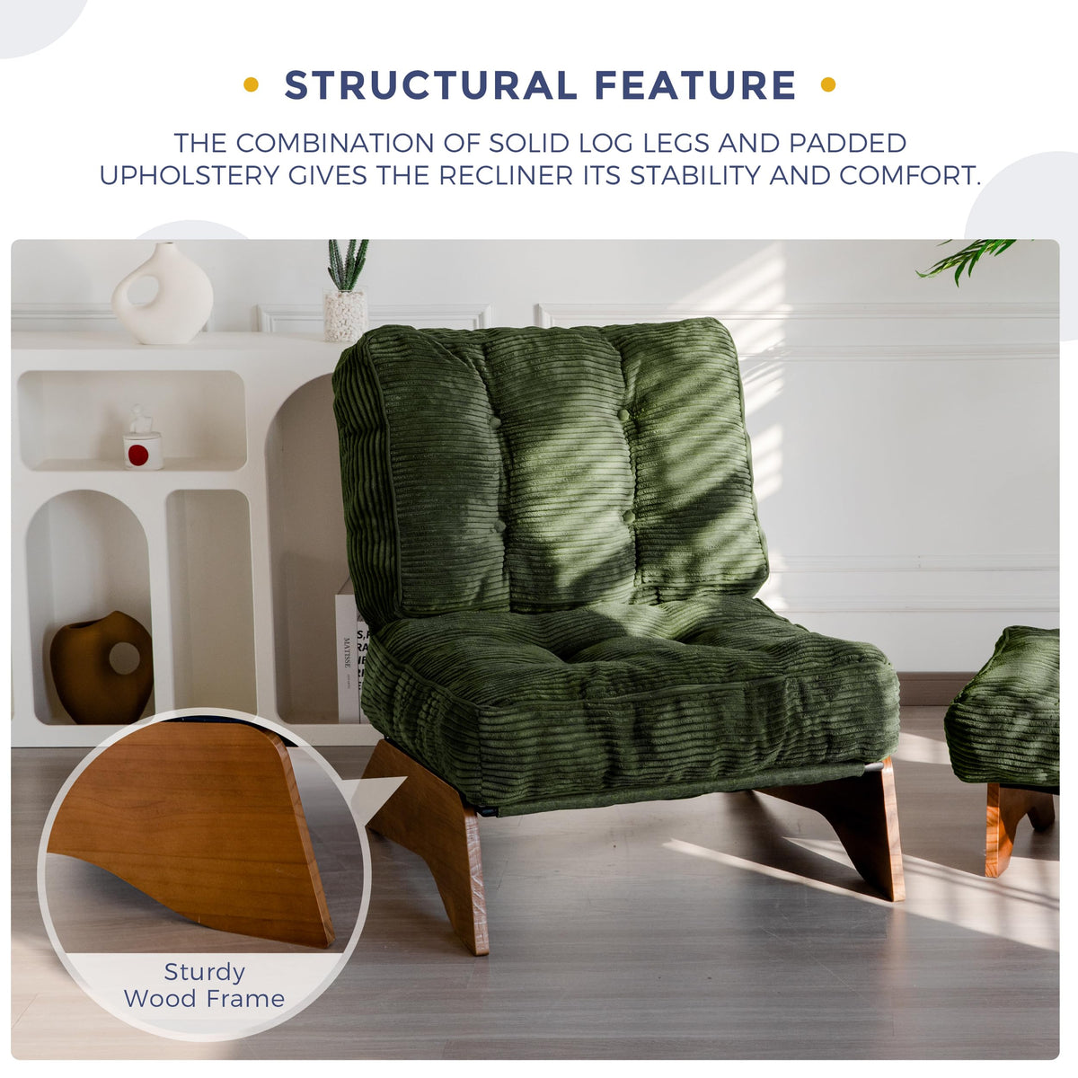 Lounge Chair with Ottoman and with Adjustable Backrest