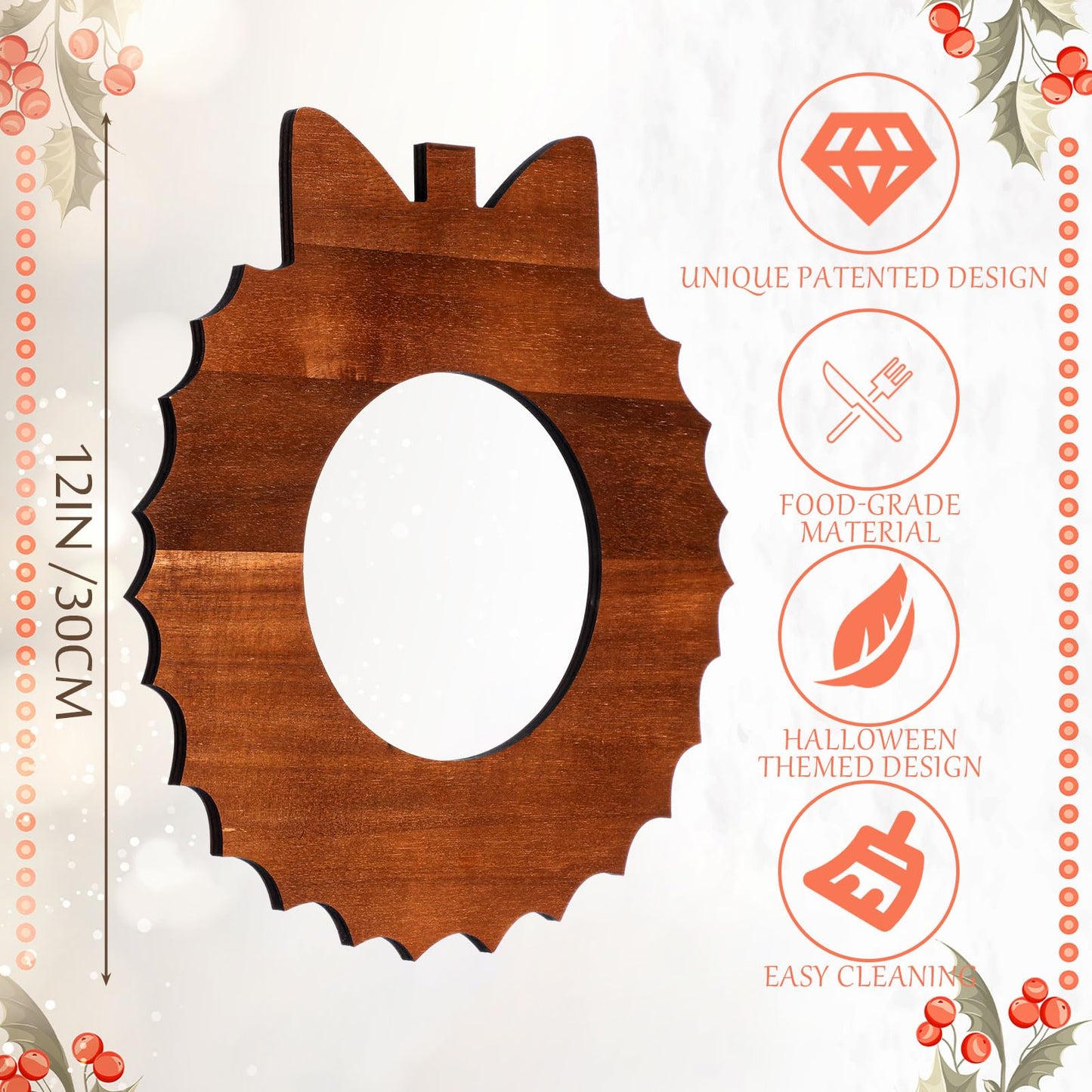 Novabright Scalloped Shaped Wood Cutting Board Wooden Serving Tray Farmhouse Kitchen Decoration for Holiday Party Accessories Table Home Shelf Dining Room Gifts(dark Brown, 1 Pcs)