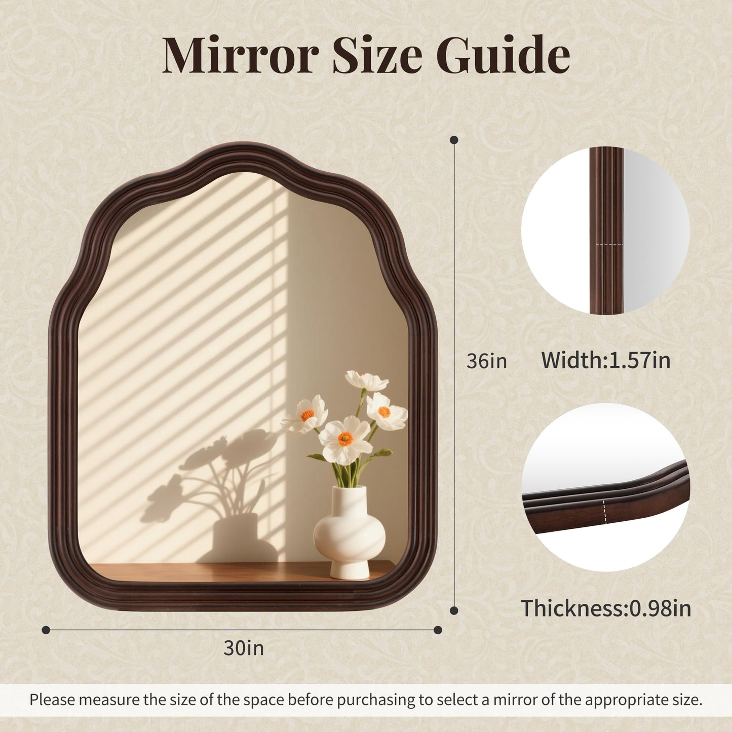 24Wood Arch Bathroom Mirror for Wall