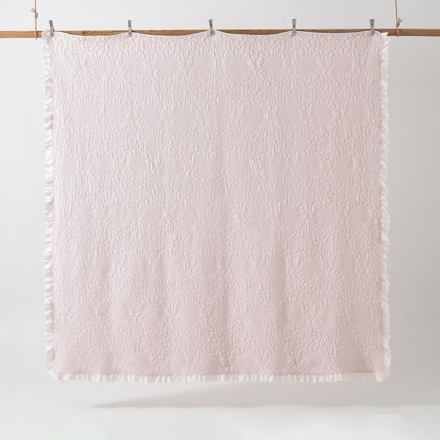 Ruffled Quilt Stone-Washed Lightweight Crinkled Shabby Chic Bedding Set