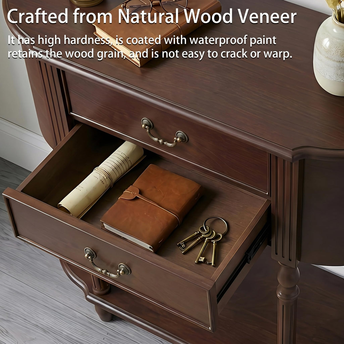 47" Walnut Console Table with Storage