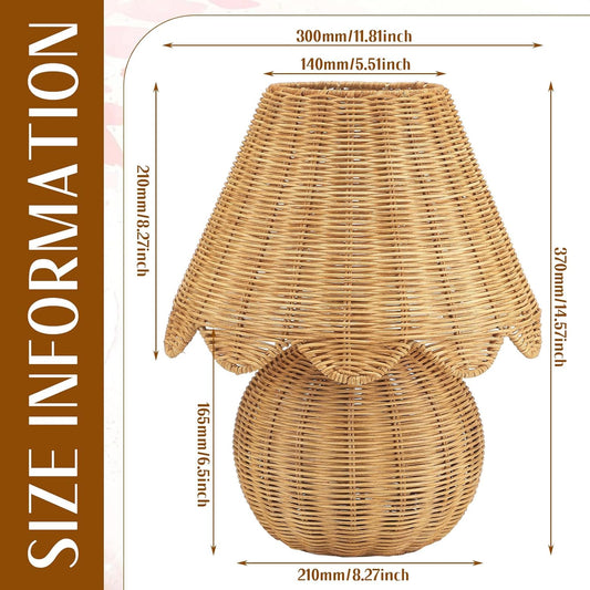 Rattan Table Lamp with Woven Base