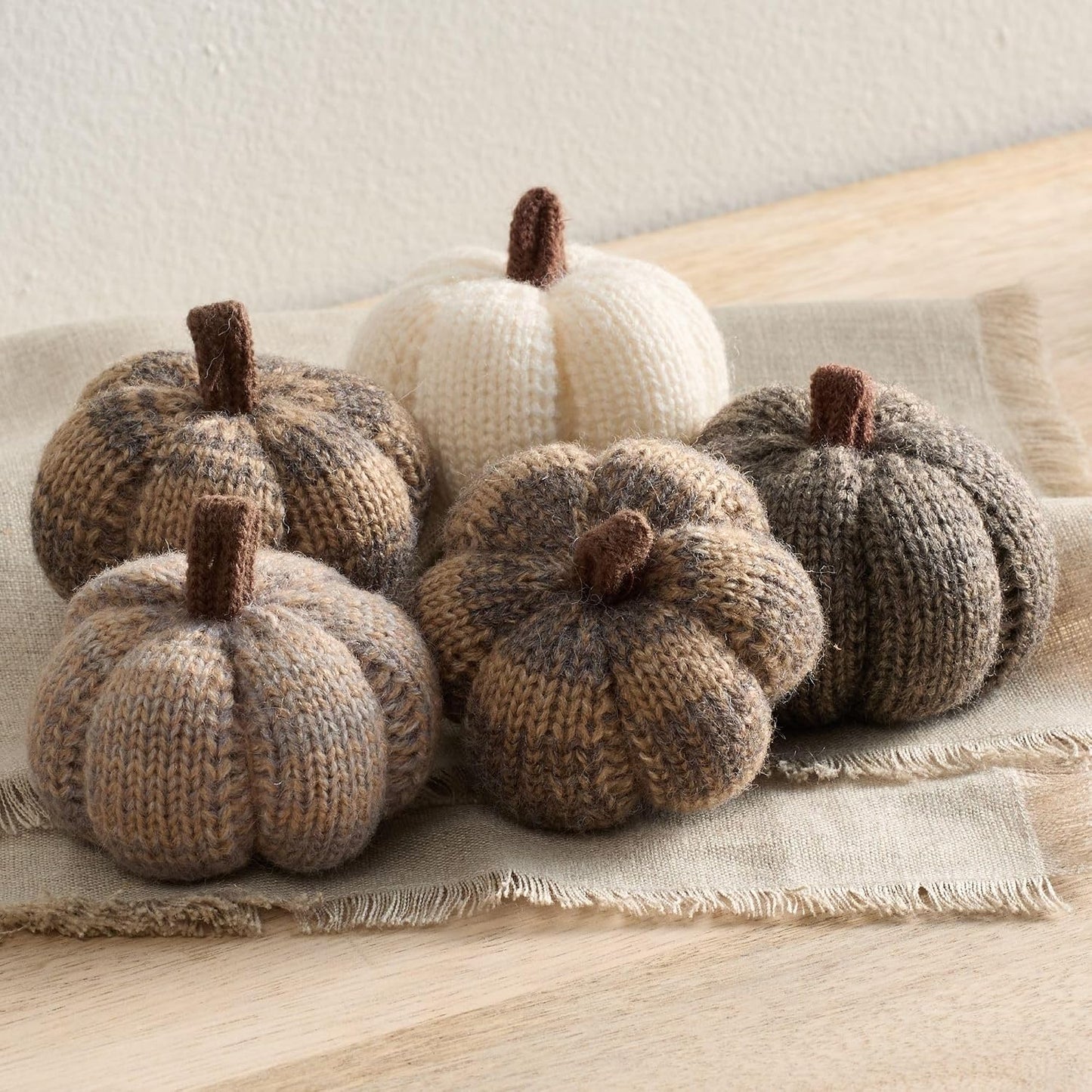 Set of 3 Cozy Knit Pumpkins