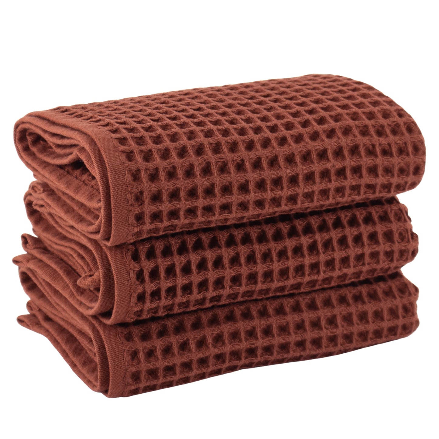 PÜSKÜL Organic Waffle Kitchen Towel Pure 100% Turkish Cotton Set of 3 Natural Raw-Undyed Towel - Premium Quality Soft Quick-Dry Absorbent Lint-Free Hand & Dish Towels Large 32X16 (3, Natural Beige)