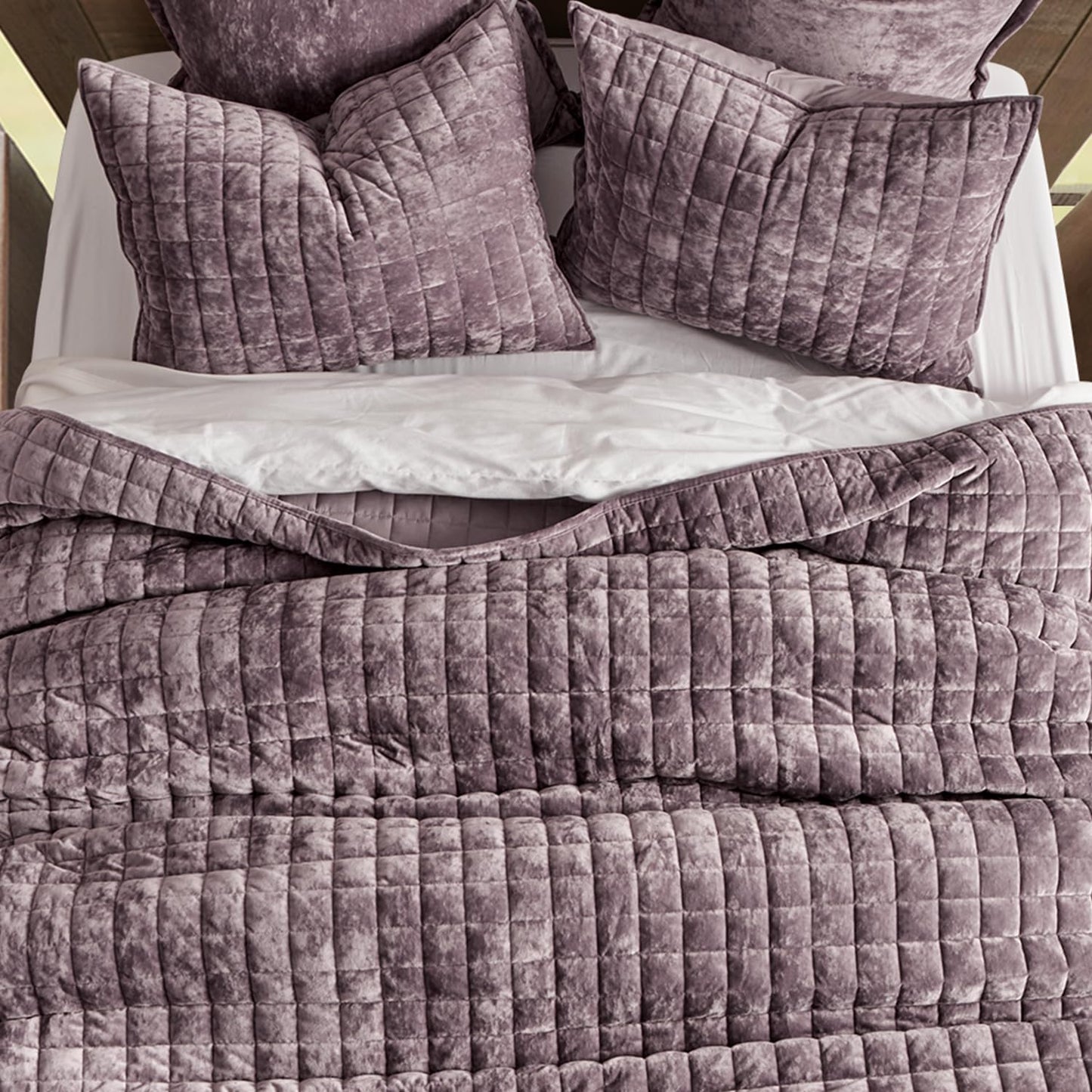 Box Stitch Velvet Quilt Set, King Size
