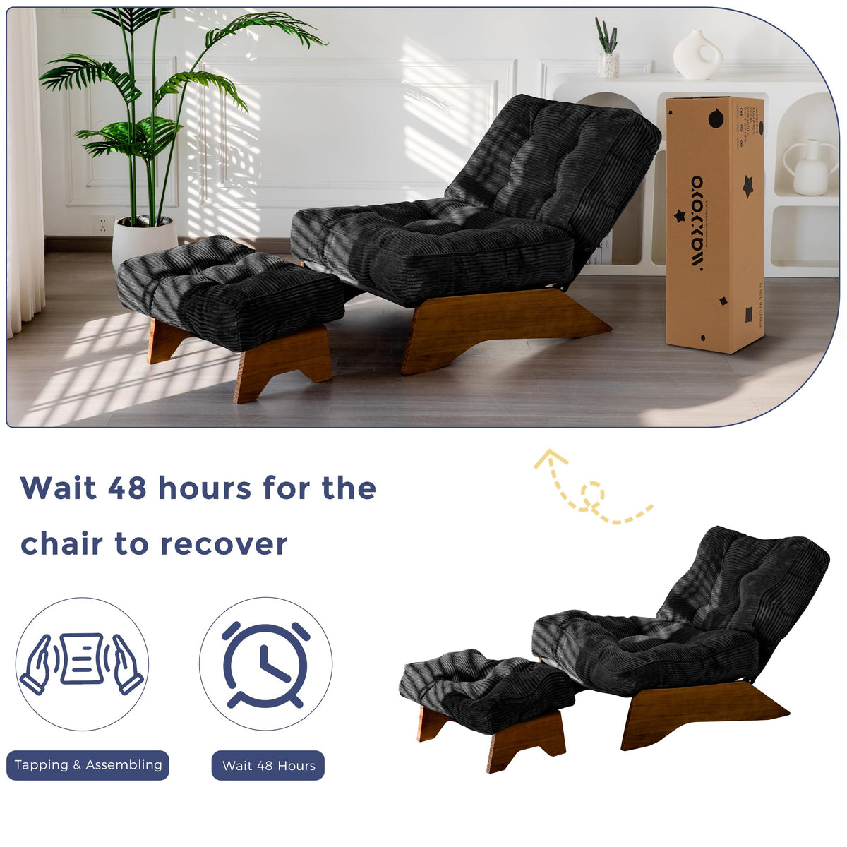 Lounge Chair with Ottoman and with Adjustable Backrest