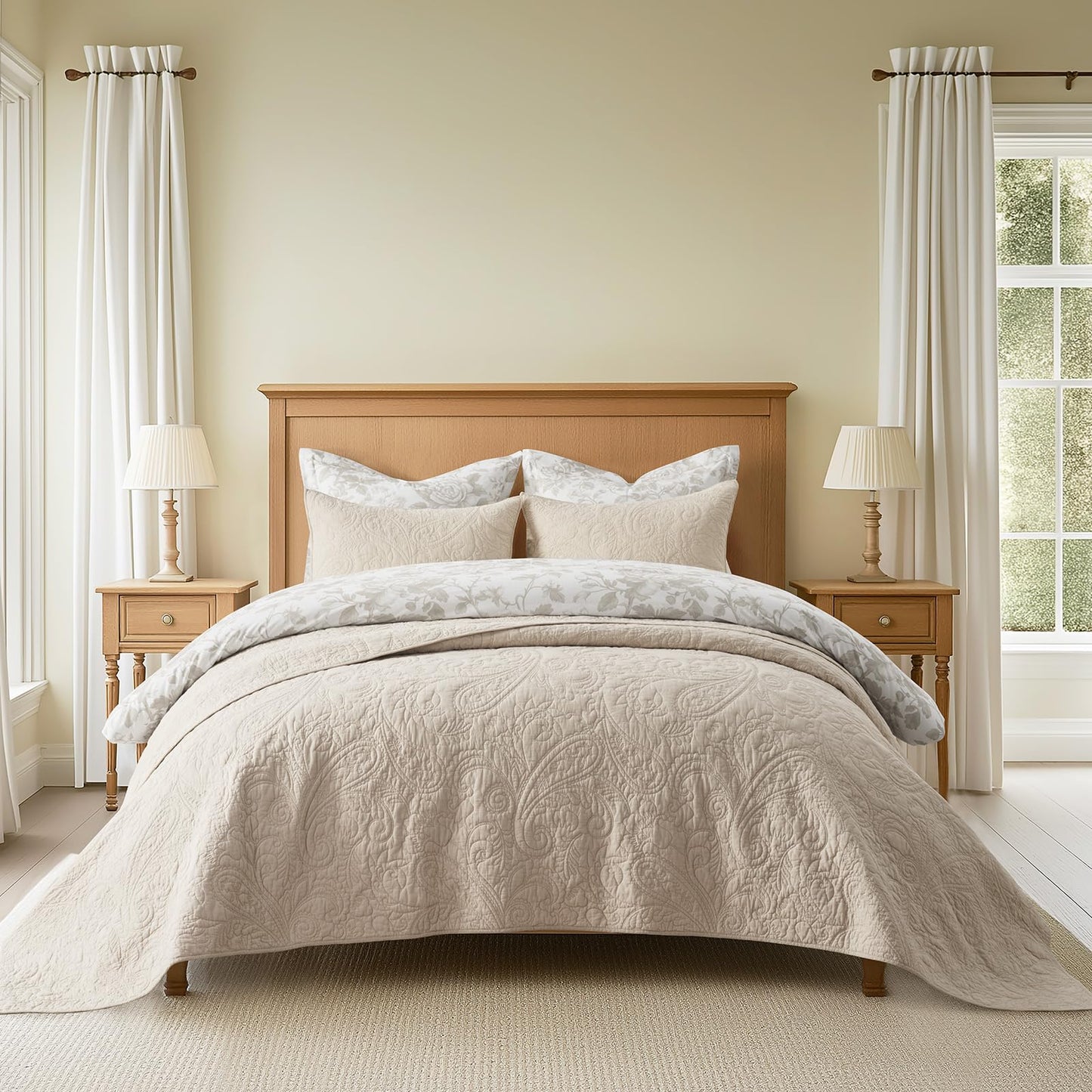 100% Cotton Scallop Quilt Set
