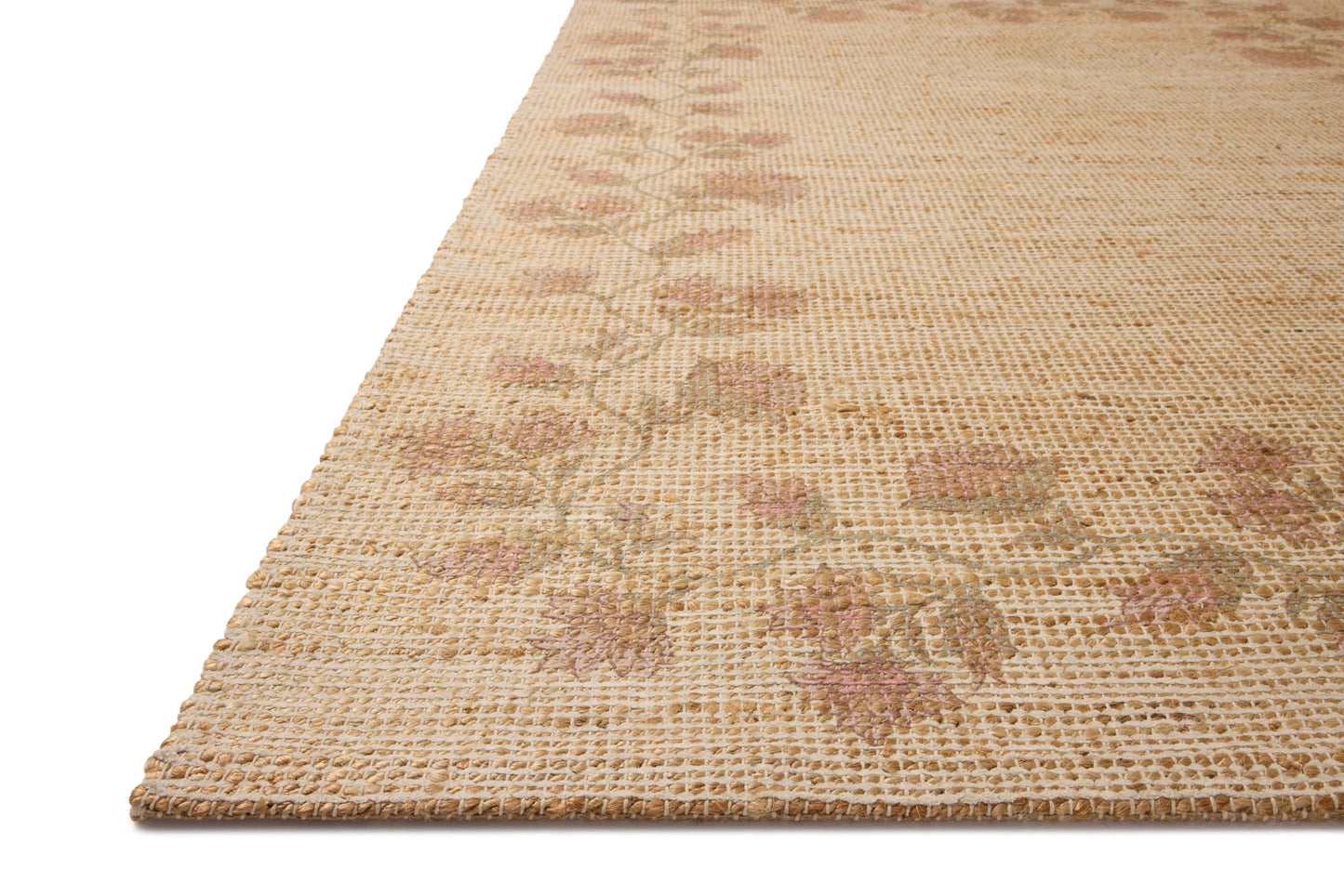 Loloi Chris Loves Julia Rue Collection Wheat/Sage Jute Neutral Floral Rug