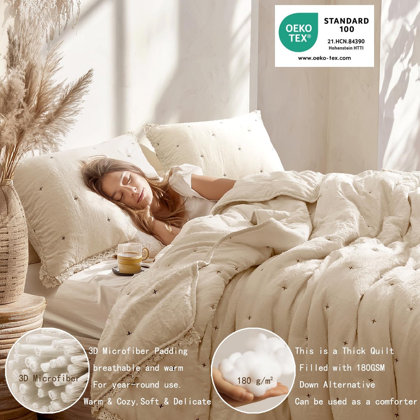 Lightweight Quilt Bedding Set with 1 Pillow Sham