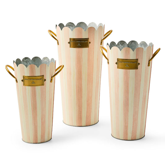 Decorative Set of 3 Galvanized Flower Buckets
