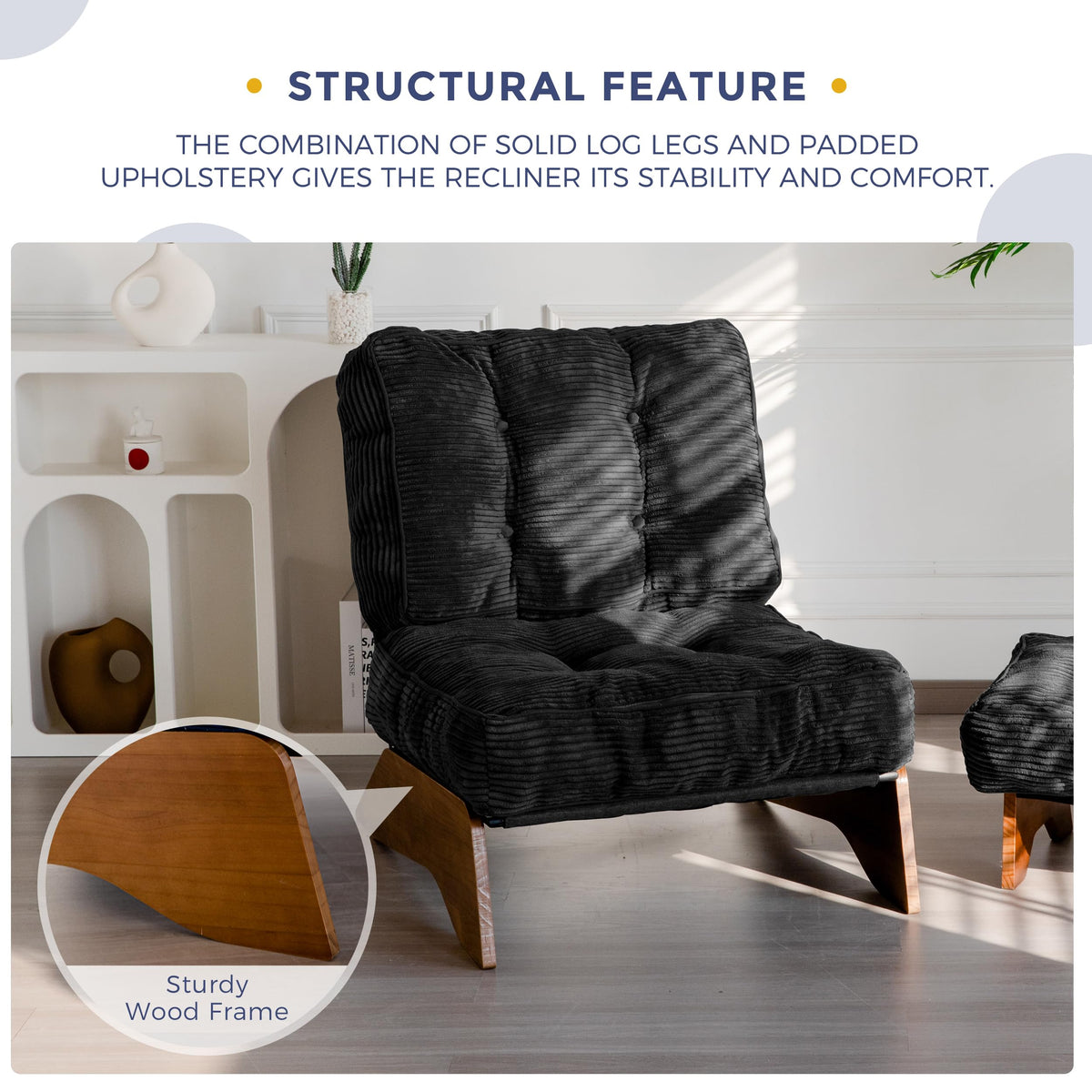 Lounge Chair with Ottoman and with Adjustable Backrest