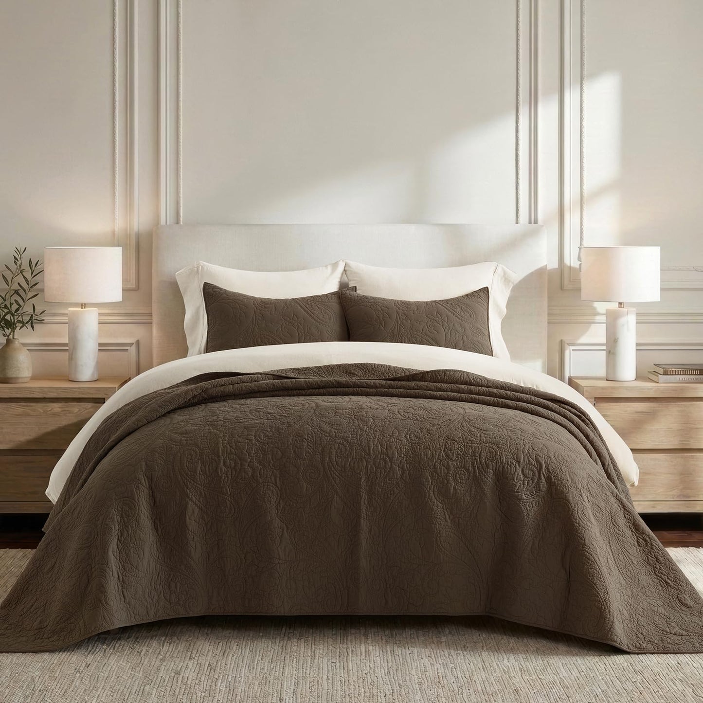 100% Cotton Scallop Quilt Set
