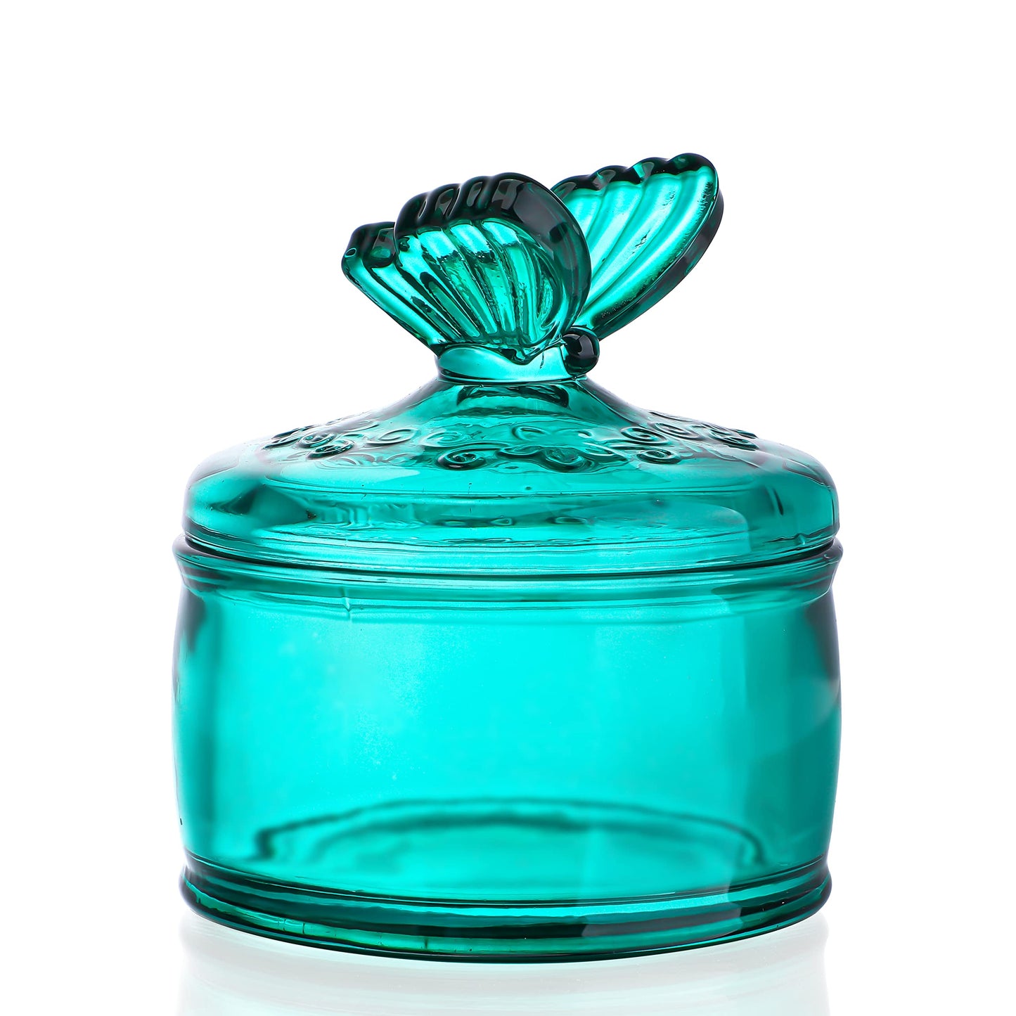 Decorative Embossed Glass Dish with Lid