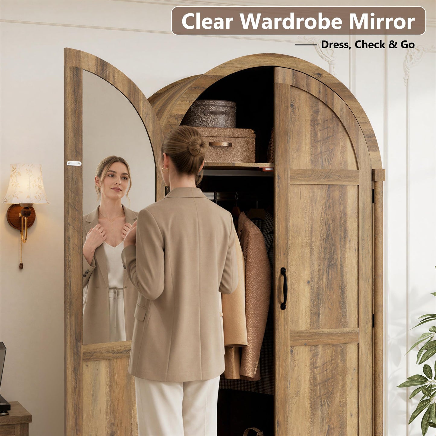3 Doors Armoire Wardrobe Closet with Doors and Drawers