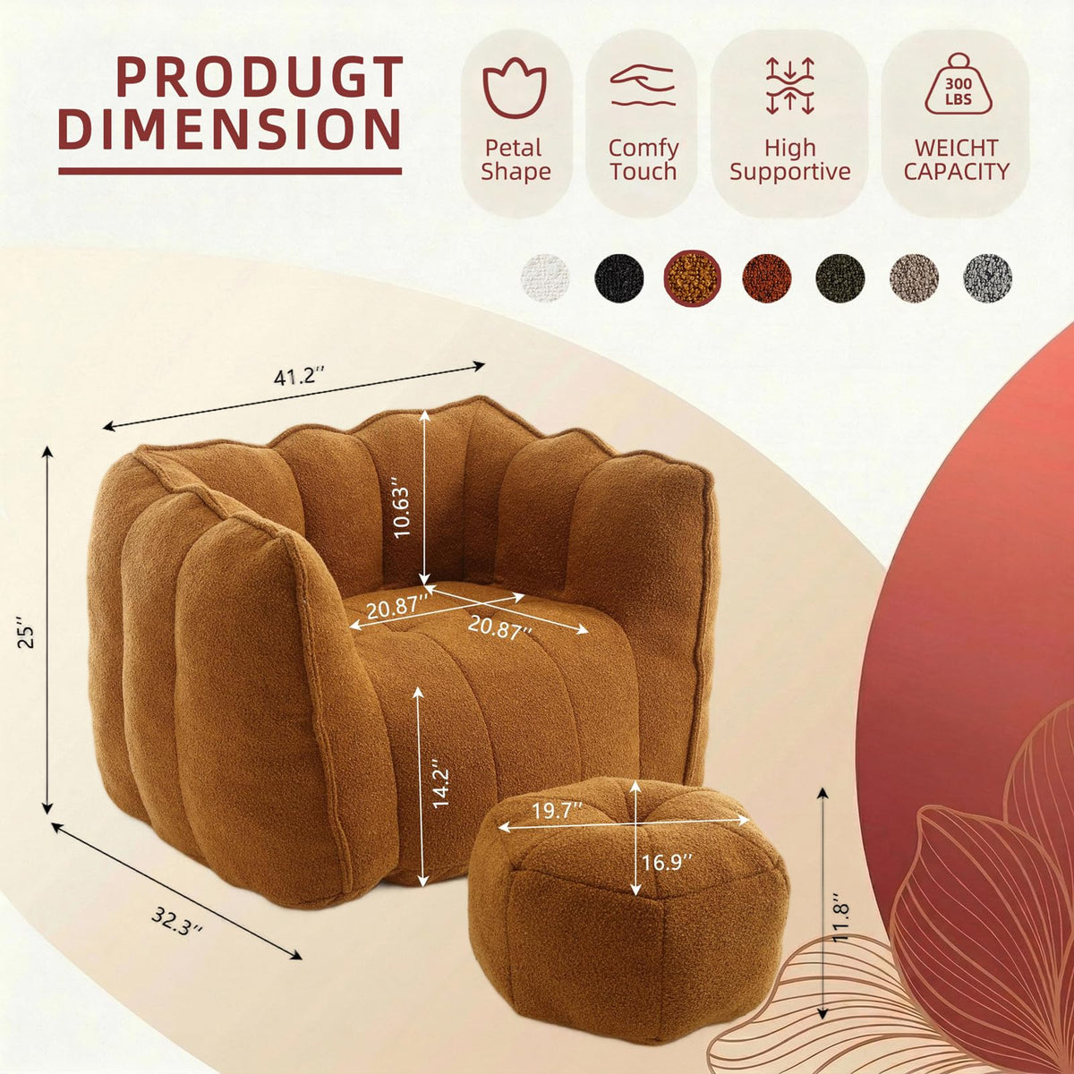 Bean Bag Couch with Ottoman