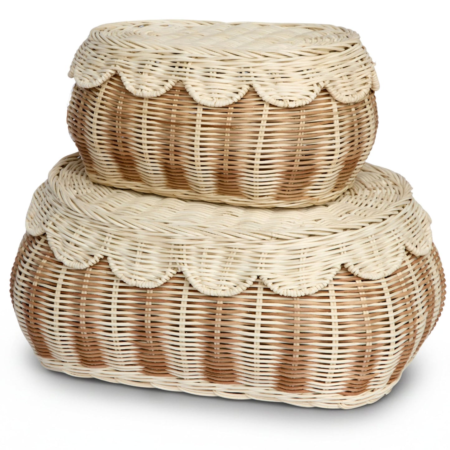 Hand-Woven Scalloped Basket Set Of 2